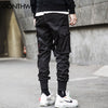 GONTHWID Ribbon Buckle Multi-Pockets Harem Joggers Pants Streetwear 2023 Men Hip Hop Casual Cargo Sweatpants Trousers Pants Male