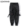 GONTHWID Ribbon Buckle Multi-Pockets Harem Joggers Pants Streetwear 2023 Men Hip Hop Casual Cargo Sweatpants Trousers Pants Male