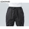 GONTHWID Side Pockets Ribbon Buckles Cargo Harem Pants 2023 Hip Hop Casual Joggers Pants Streetwear Sweatpants Trousers