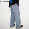 GONTHWID Smiling Face Graffiti Denim Pants Streetwear Men Hip Hop Casual Harajuku Pockets Loose Jean Pants Trousers Male
