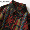 GONTHWID Southwestern Aztec Tribal Indian Button Shirts Streetwear Hip Hop Geometry Pattern Casual Long Sleeve Shirt Tops Coats