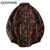 GONTHWID Southwestern Aztec Tribal Indian Button Shirts Streetwear Hip Hop Geometry Pattern Casual Long Sleeve Shirt Tops Coats