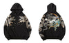 GONTHWID Streetwear Hoodie Hip Hop Sweatshirt Streetwear Embroidered Dragon Hooded 2023 Mens Harajuku Cotton Pullover Black