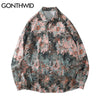 GONTHWID Streetwear Shirts Graffiti Daisy Flower Painting Print Blouse Hip Hop Harajuku Loose Long Sleeve Casual Tops