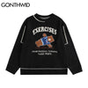 GONTHWID Sweaters Streetwear Harajuku Cartoon Bear Knitted Pullover Jumpers Sweater Loose Casual Men Hip Hop Tops