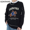 GONTHWID Sweaters Streetwear Harajuku Cartoon Bear Knitted Pullover Jumpers Sweater Loose Casual Men Hip Hop Tops