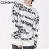 GONTHWID Sweaters Streetwear Harajuku Pullover Knitted Sweater Harajuku Casual Hip Hop Knitwear Knit Tops