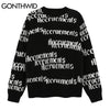 GONTHWID Sweaters Streetwear Harajuku Pullover Knitted Sweater Harajuku Casual Hip Hop Knitwear Knit Tops
