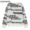 GONTHWID Sweaters Streetwear Harajuku Pullover Knitted Sweater Harajuku Casual Hip Hop Knitwear Knit Tops
