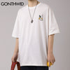 GONTHWID T-Shirt Streetwear Harajuku Japanese Milk Print Tees Shirts Hip Hop Cotton Summer Casual Loose Tshirts Tops