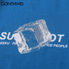GONTHWID T-Shirts Harajuku Ice Cube Print Casual Cotton Tshirts Hip  Hop Loose Streetwear Summer Short Sleeve Tees Tops