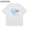GONTHWID T-Shirts Hip Hop 3D Butterfly Heart Print Tshirts Harajuku Streetwear Cotton Casual Summer Tees Tops