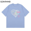 GONTHWID T-Shirts Hip Hop 3D Butterfly Heart Print Tshirts Harajuku Streetwear Cotton Casual Summer Tees Tops