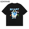 GONTHWID T-Shirts Hip Hop Japanese Cartoon Boy Print Tshirts Hip Hop Streetwear Harajuku Casual Summer Loose Cotton Tees Tops