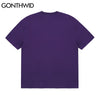 GONTHWID T-Shirts Hip Hop Streetwear Men Gothic Punk Rock Lightning Skull Print Cotton Casual Harajuku Short Sleeve Tees Tops