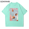 GONTHWID Tees Shirt Hip Hop Summer Men Streetwear Painting Print Short Sleeve T-Shirts Cotton Harajuku Casual Loose Tops