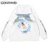 GONTHWID Tees Shirts Creative 3D Angel Print Long Sleeve Tshirts Streetwear Hip Hop Hipster Casual Loose T-Shirts Tops
