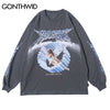 GONTHWID Tees Shirts Creative 3D Angel Print Long Sleeve Tshirts Streetwear Hip Hop Hipster Casual Loose T-Shirts Tops