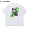 GONTHWID Tshirts Funny Graffiti Mona Lisa Smile Face Tees Shirts Streetwear Hip Hop Harajuku Casual Cotton Loose Tops