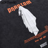 GONTHWID Tshirts Hip Hop Distressed Middle Finger Ghost Streetwear Tees Shirts Harajuku Hipster Casual Cotton Short Sleeve Tops