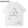 GONTHWID Tshirts Streetwear Casual Gothic Punk Rock Cartoon Devil Print Short Sleeve T-Shirts Cotton Hip Hop Harajuku Tees Tops