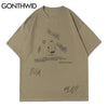 GONTHWID Tshirts Streetwear Casual Gothic Punk Rock Cartoon Devil Print Short Sleeve T-Shirts Cotton Hip Hop Harajuku Tees Tops