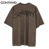 GONTHWID Tshirts Streetwear Vintage Painting Print Punk Rock Gothic Tees Shirts Hip Hop Summer Casual Loose Cotton Tops