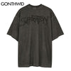 GONTHWID Tshirts Streetwear Vintage Painting Print Punk Rock Gothic Tees Shirts Hip Hop Summer Casual Loose Cotton Tops