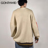 GONTHWID Van Gogh Sleeve Patchwork Pullover Knit Sweater 2023 Mens Hip Hop Embroidery Crewneck Knitwear Sweaters Streetwear Tops