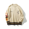 GONTHWID Van Gogh Sleeve Patchwork Pullover Knit Sweater 2023 Mens Hip Hop Embroidery Crewneck Knitwear Sweaters Streetwear Tops