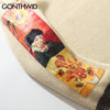 GONTHWID Van Gogh Sleeve Patchwork Pullover Knit Sweater 2023 Mens Hip Hop Embroidery Crewneck Knitwear Sweaters Streetwear Tops