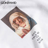 GONTHWID Virgin Mary Printed Pullover Hoodies Sweatshirts 2023 Men Women Hip Hop Streetwear Casual Cotton Hoodie Tops