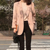 GOOHOJIO 2023 pink Chic Blazer Women Long Sleeve Office Ladies Blazer Autumn Jackets Outerwear Single Breasted Coats Women