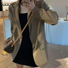 GOOHOJIO Office Ladies Notched Collar Plaid Women Blazer Double Breasted Autumn Jacket 2022 Casual Pockets Female Suits Coat