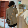 GOOHOJIO Office Ladies Notched Collar Plaid Women Blazer Double Breasted Autumn Jacket 2022 Casual Pockets Female Suits Coat