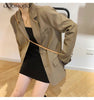 GOOHOJIO Office Ladies Notched Collar Plaid Women Blazer Double Breasted Autumn Jacket 2022 Casual Pockets Female Suits Coat