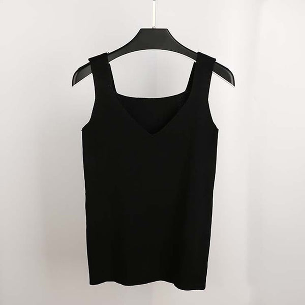 2022 Sexy Crop Top Knitted Autumn Tank top Women Blouse Sleeveless V Neck Top Female t-shirt Vest Casual Camis Streetwear