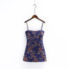 Fashion Chinese Style Spaghetti Strap Floral Print Bodycon Dress Sexy Sleeveless Backless Party Mini Dresses C4985