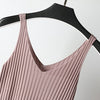 Summer Sleeveless V-Neck Sexy Knitted Tank Top Women Fashion Cotton Elastic Camis Female Vest Casual T-shirt Camisole