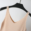 Summer Sleeveless V-Neck Sexy Knitted Tank Top Women Fashion Cotton Elastic Camis Female Vest Casual T-shirt Camisole