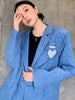 GVUW Blue Jacquard Design Love Blazer Women Single Breasted Long Sleeve Suit Jackets 2023 Antumn Clothes 20A3236