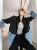 GVUW Patchwork Denim Design Blazer Women Single Button Long Sleeve Suit Jackets 2023 Summer Tide Clothes 20A3267