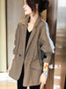 GVUW Spliced Denim Design Sense Blazer Women Notched Neck Long Sleeve Suit Jackets 2023 Antumn Tide Clothes  20A3583