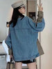GVUW Spliced Denim Design Sense Blazer Women Notched Neck Long Sleeve Suit Jackets 2023 Antumn Tide Clothes  20A3583