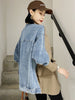 GVUW Spliced Denim Design Sense Blazer Women Notched Neck Long Sleeve Suit Jackets 2023 Antumn Tide Clothes  20A3583