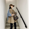 GVUW Spliced Denim Design Sense Blazer Women Notched Neck Long Sleeve Suit Jackets 2023 Antumn Tide Clothes  20A3583
