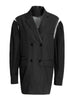 GYMAMAZES High Street Patchwork Bright Line Blazer For Women Notched Collar Long Sleeve Blazers Female Spring Clothing 2023