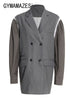 GYMAMAZES High Street Patchwork Bright Line Blazer For Women Notched Collar Long Sleeve Blazers Female Spring Clothing 2023