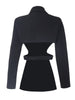 GYMAMAZES Hollow Out Solid Blazers For Women Notched Long Sleeve Backless Irregular Coats Female Clothing Autumn Style