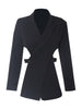 GYMAMAZES Hollow Out Solid Blazers For Women Notched Long Sleeve Backless Irregular Coats Female Clothing Autumn Style
